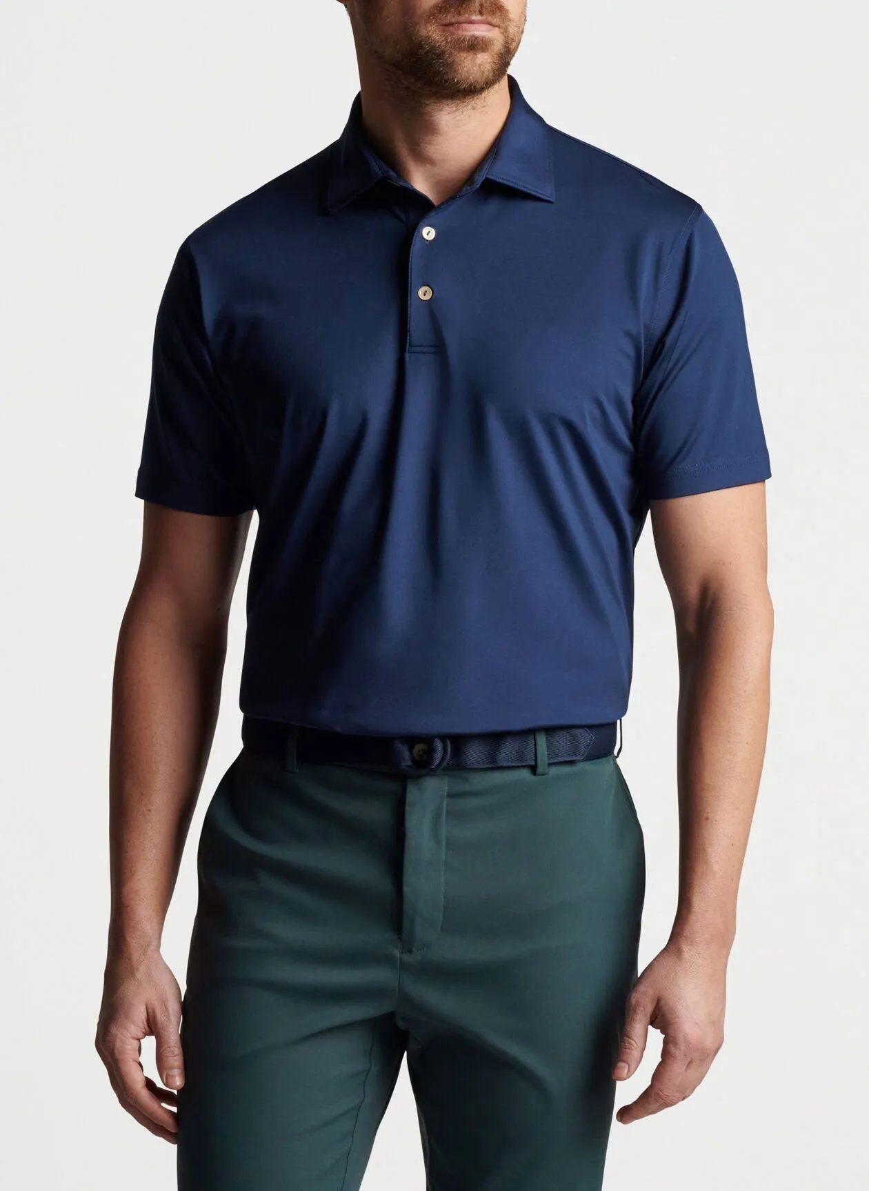 Peter Millar Performance Self Collar Custom Polos, Navy