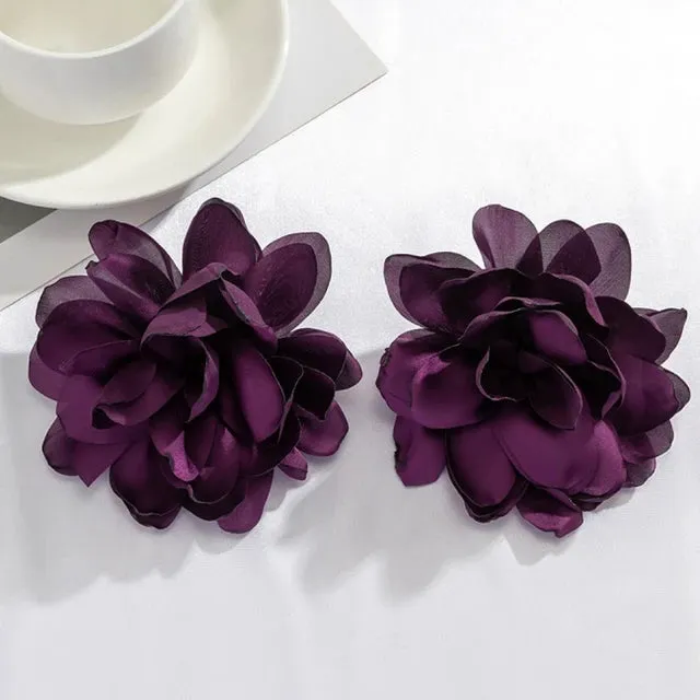 Pre Order:  Large Flower Fabric Earrings