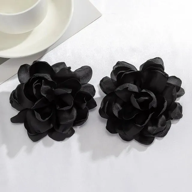 Pre Order:  Large Flower Fabric Earrings