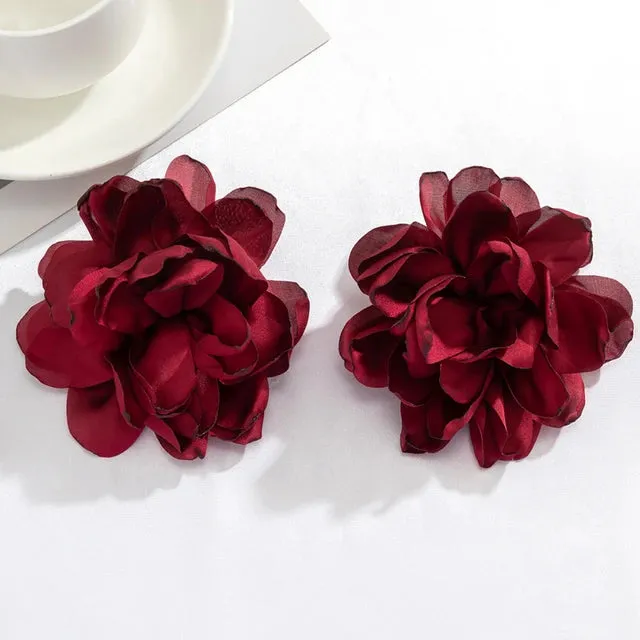 Pre Order:  Large Flower Fabric Earrings