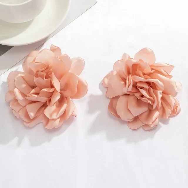 Pre Order:  Large Flower Fabric Earrings