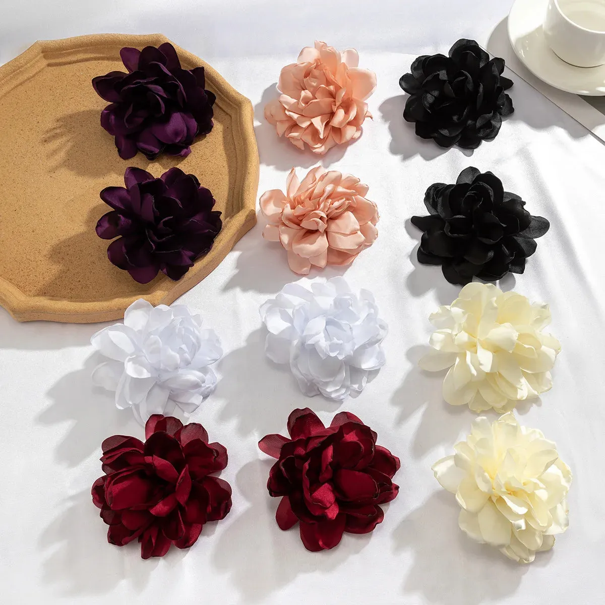 Pre Order:  Large Flower Fabric Earrings