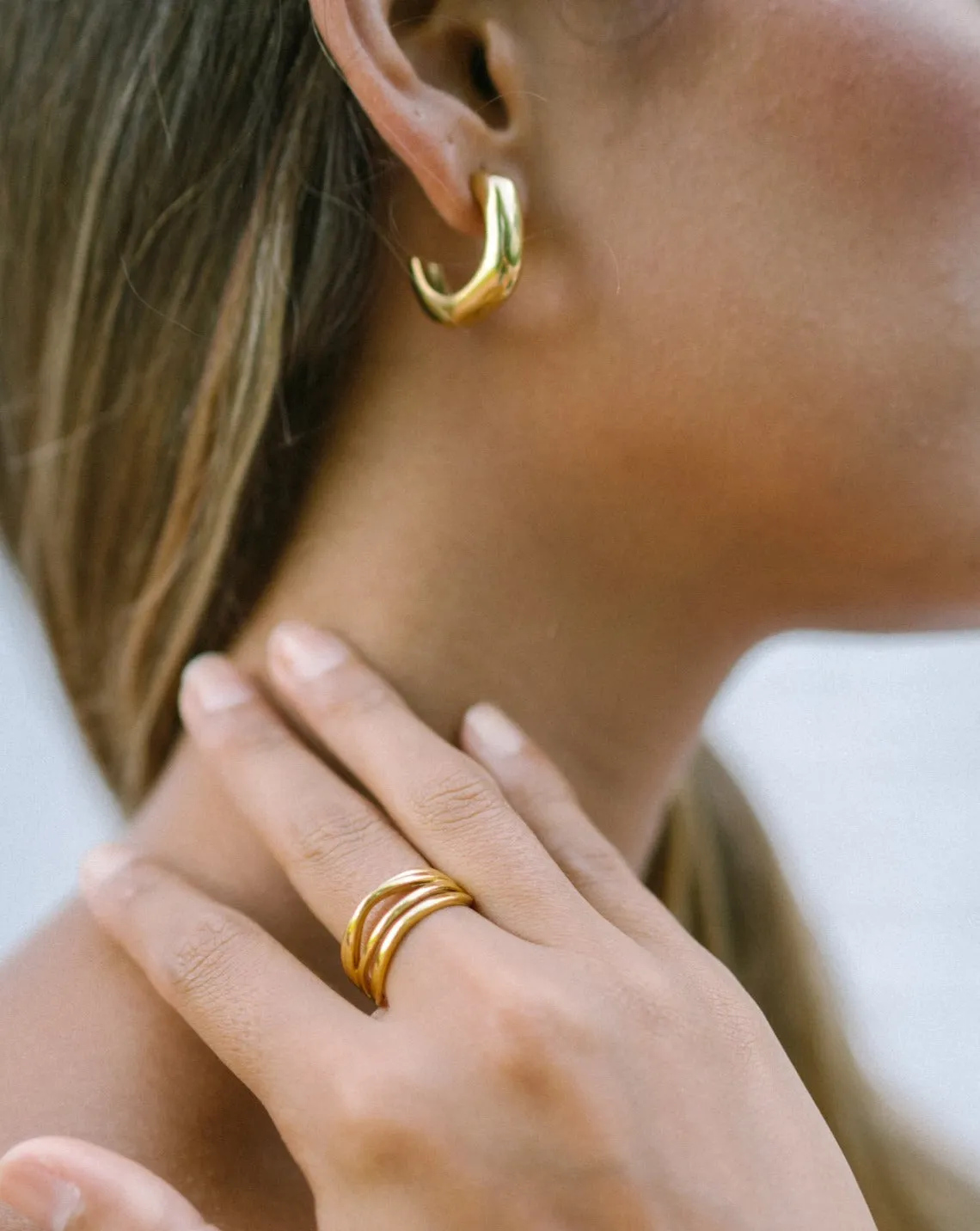 Prismara Irregular Gold Half Hoop Earrings