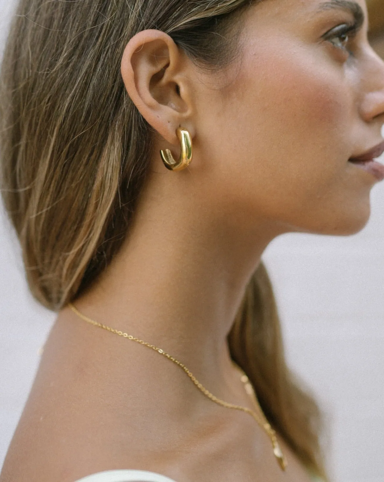 Prismara Irregular Gold Half Hoop Earrings