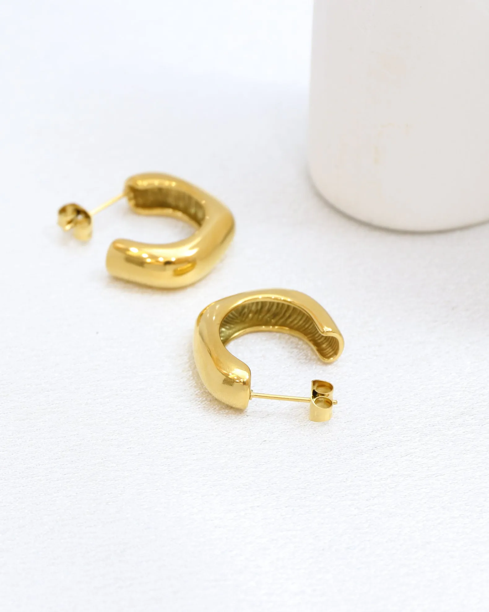 Prismara Irregular Gold Half Hoop Earrings