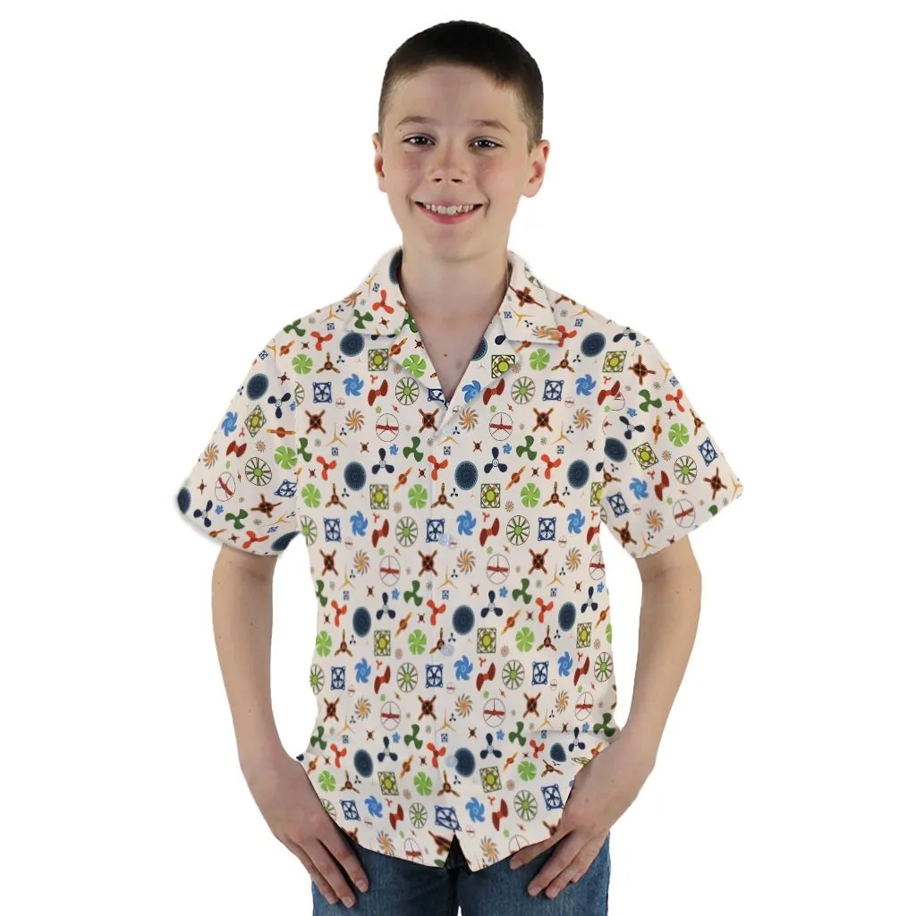 Propeller Party Tan Aviation Youth Hawaiian Shirt