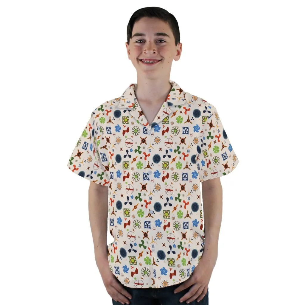 Propeller Party Tan Aviation Youth Hawaiian Shirt