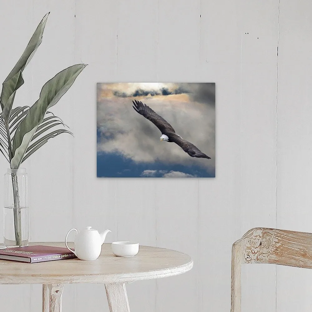 "an eagle in flight rising above the storm" Canvas Wall Art