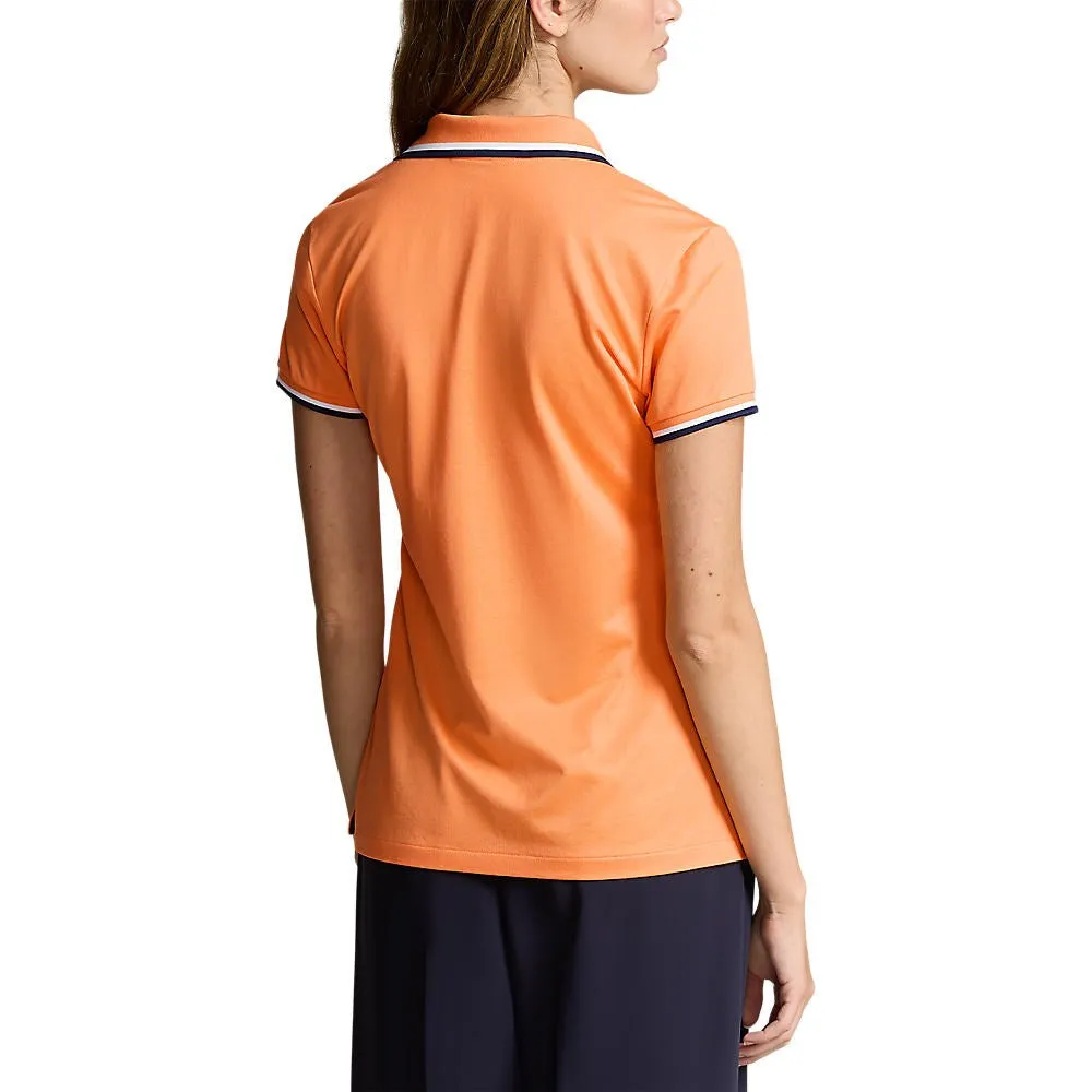 RLX Ralph Lauren Women's Tour Pique Golf Polo Shirt - Classic Peach/Navy/White