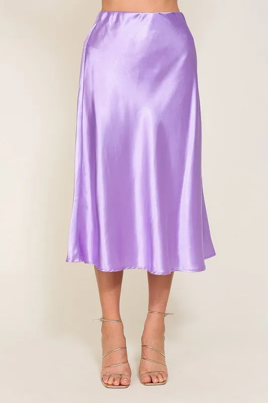 SATIN MIDI SKIRT