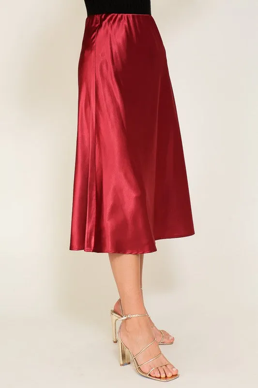 SATIN MIDI SKIRT