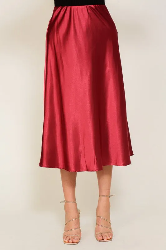 SATIN MIDI SKIRT