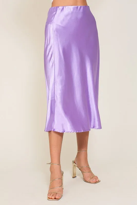 SATIN MIDI SKIRT