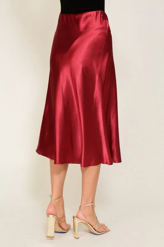 SATIN MIDI SKIRT