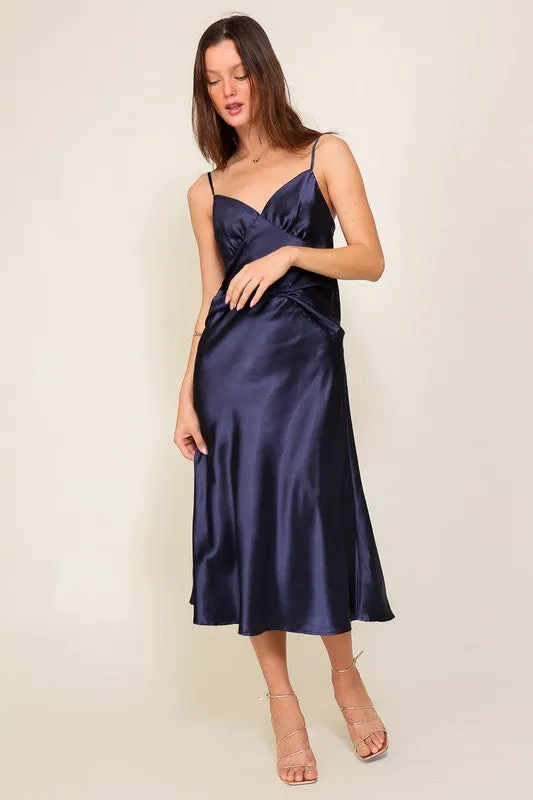 SATIN MIDI SKIRT