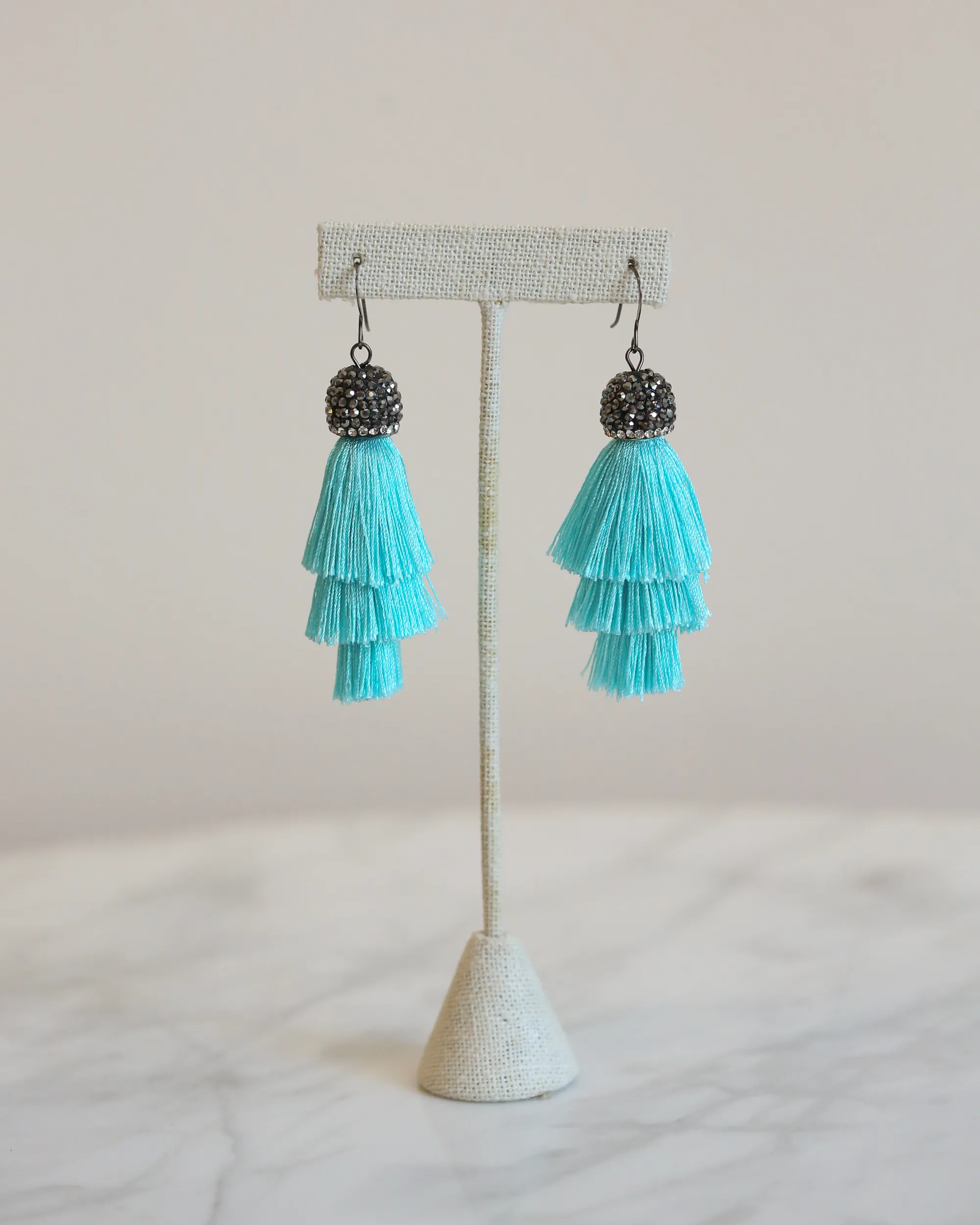 Silk Tassel Earrings | Turquoise