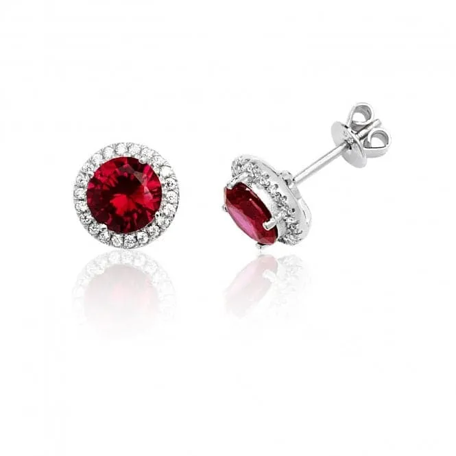 Silver & Co Halo Red Stud Earrings SEG0009RU