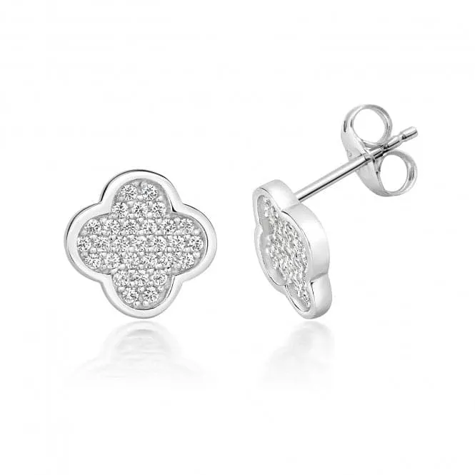 Silver & Co Pave Set Clover Shape Cubic Zirconia Earrings SEG0073