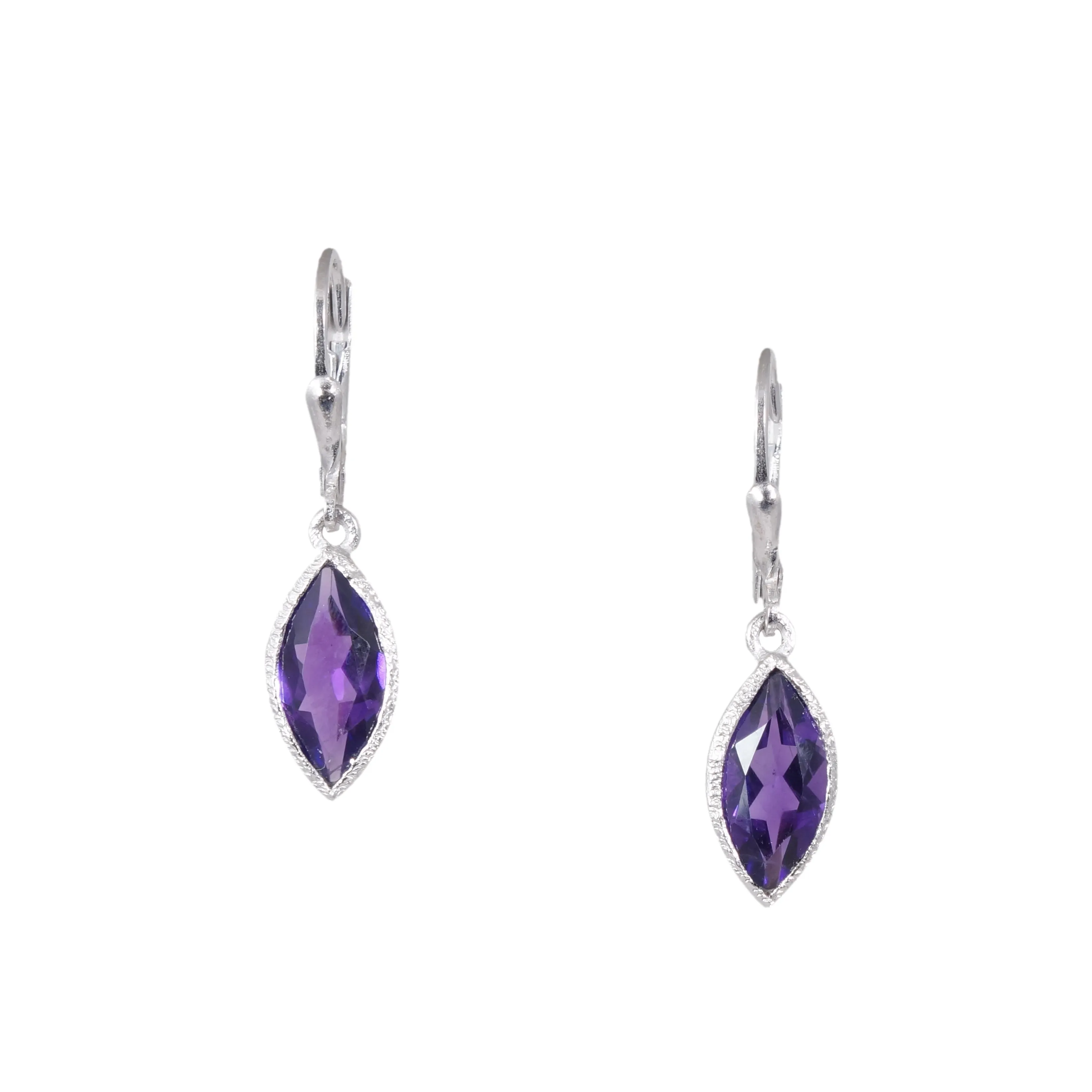 Silver Marquise Gemstone Earrings