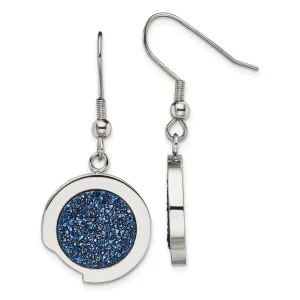 Stainless Steel Blue Druzy Stone Earrings