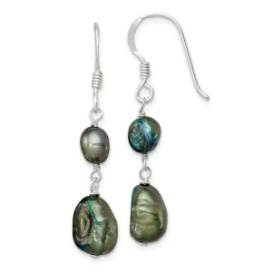 Sterling Silver Blue Green Pearl Drop Earrings