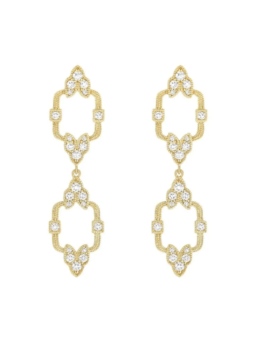 Stone Metropolis Long Earrings in Yellow Gold