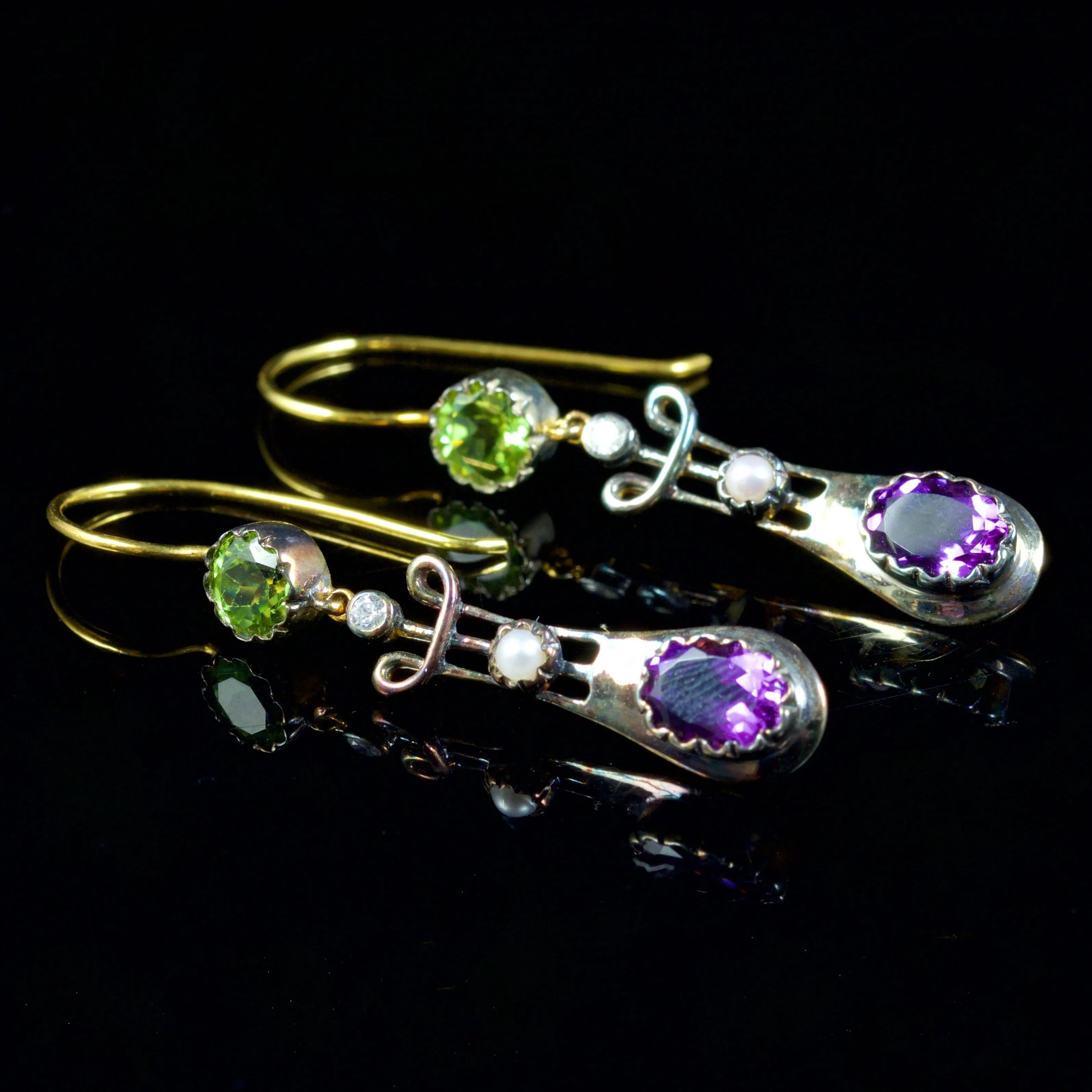 Suffragette Drop Earrings 9Ct Gold Silver