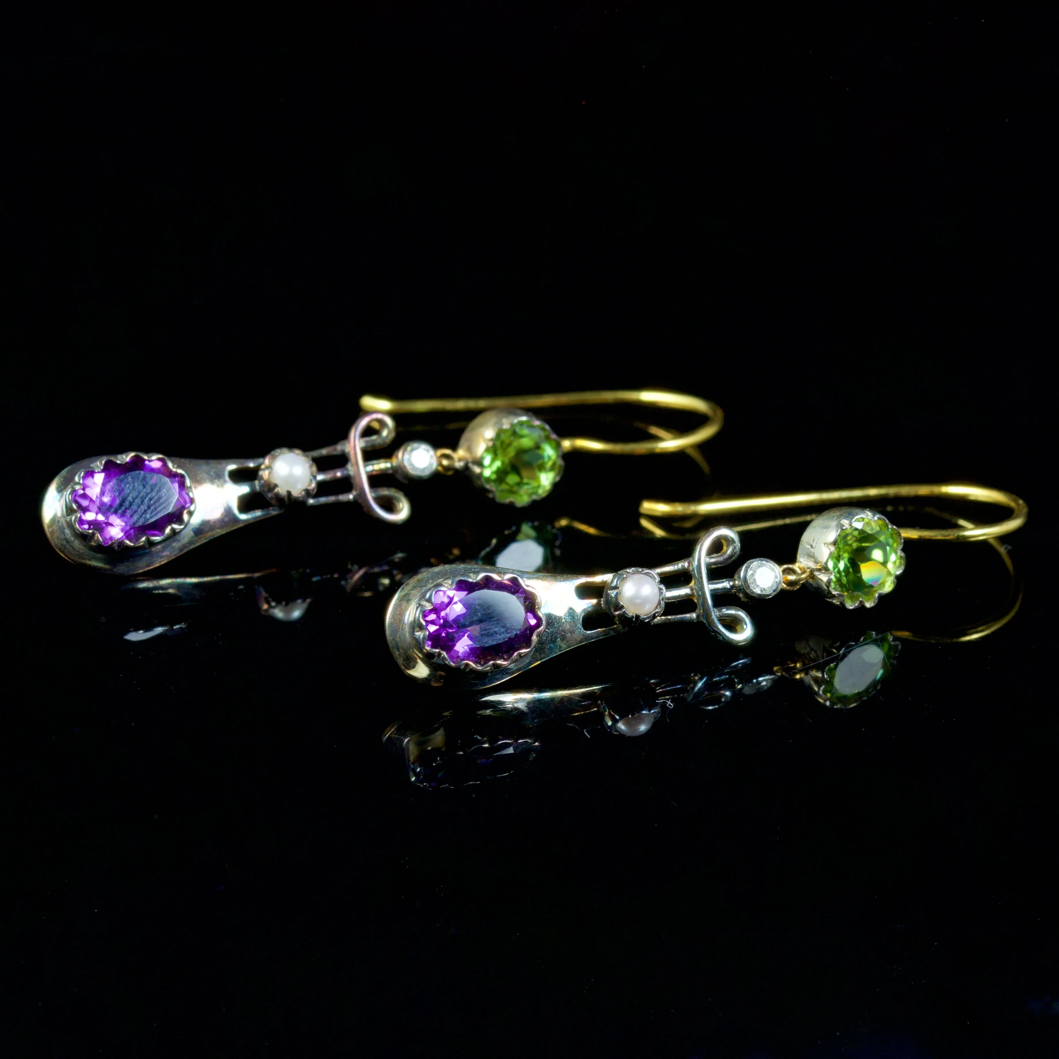 Suffragette Drop Earrings 9Ct Gold Silver