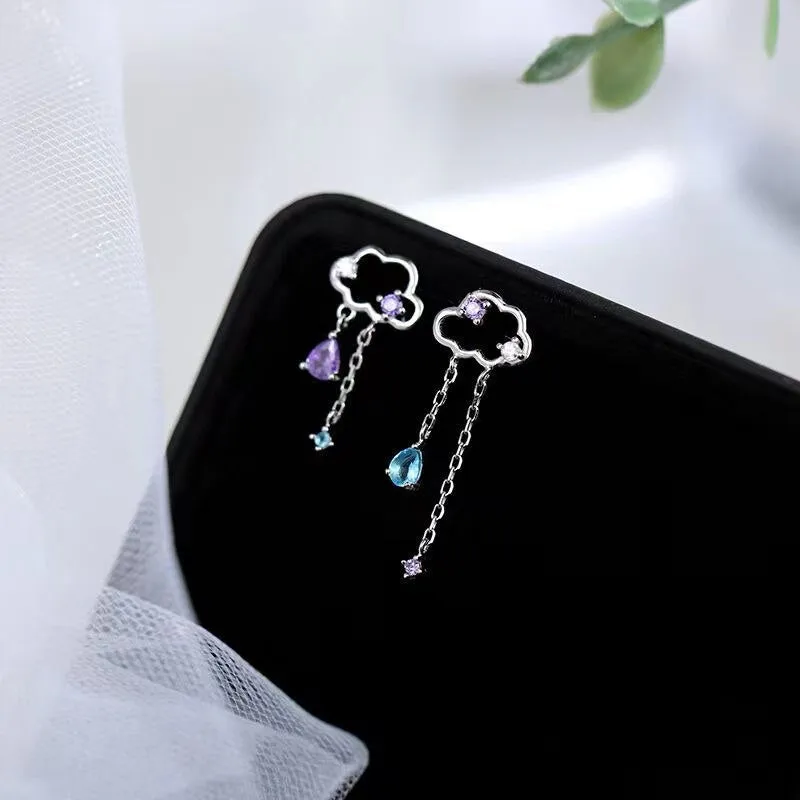 Sweet Jewelry Cloud Dangle Earrings For Women in Silver Color