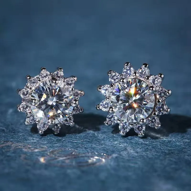 Sweet Jewelry Snow Stud Earrings For Women in Gold Color and Silver Color