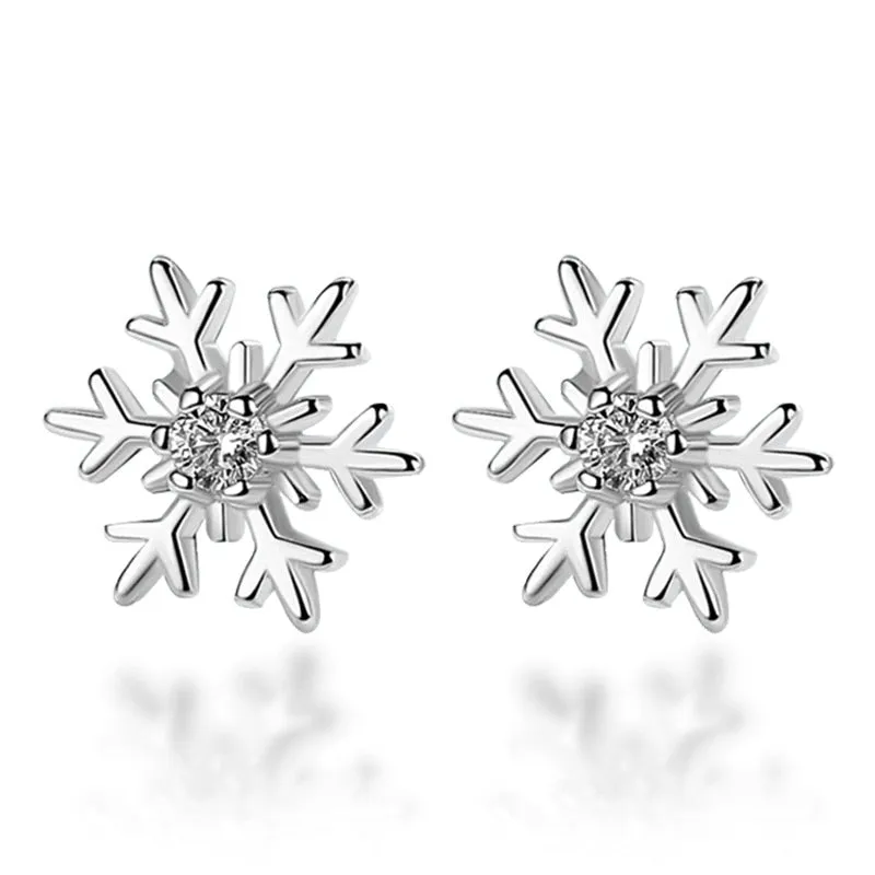 Sweet Jewelry Snow Stud Earrings For Women in Gold Color and Silver Color