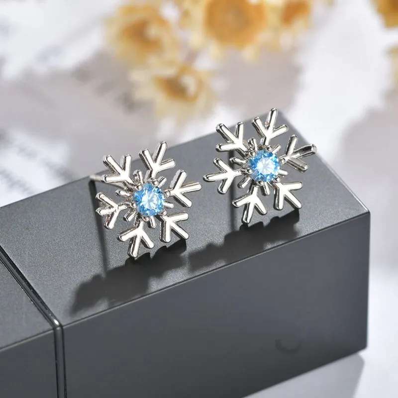 Sweet Jewelry Snow Stud Earrings For Women in Gold Color and Silver Color