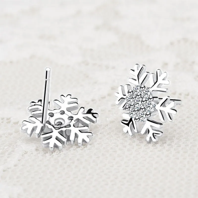 Sweet Jewelry Snow Stud Earrings For Women in Gold Color and Silver Color