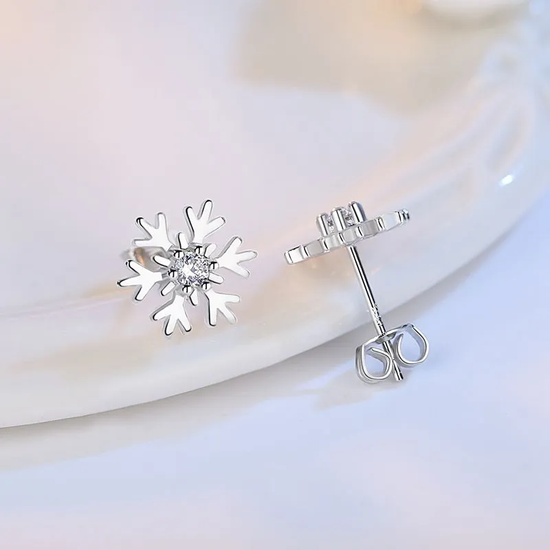 Sweet Jewelry Snow Stud Earrings For Women in Gold Color and Silver Color