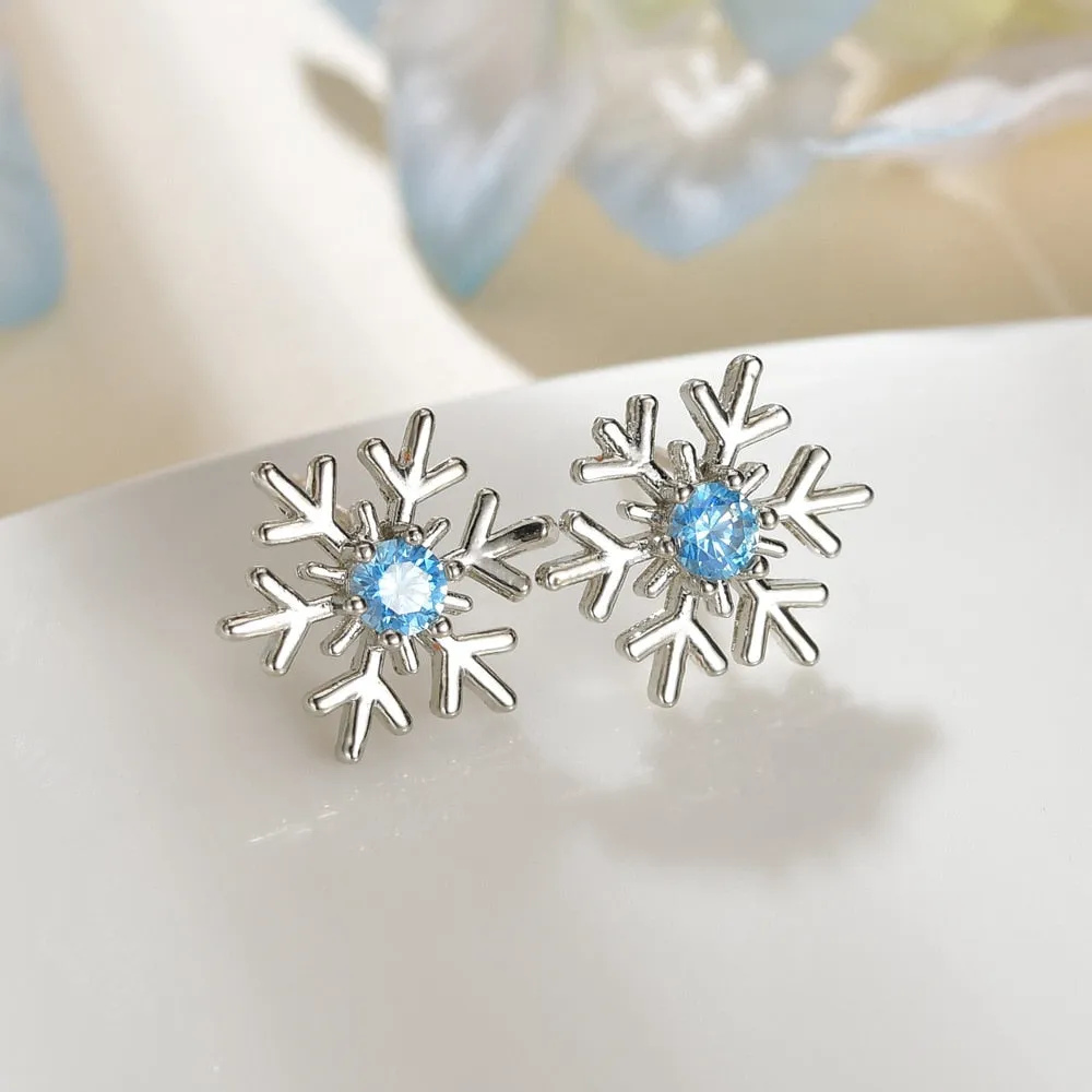 Sweet Jewelry Snow Stud Earrings For Women in Gold Color and Silver Color