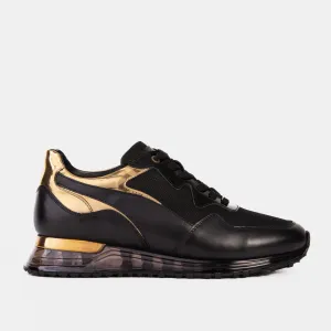 The Rialto Black & Gold Leather Men Sneaker