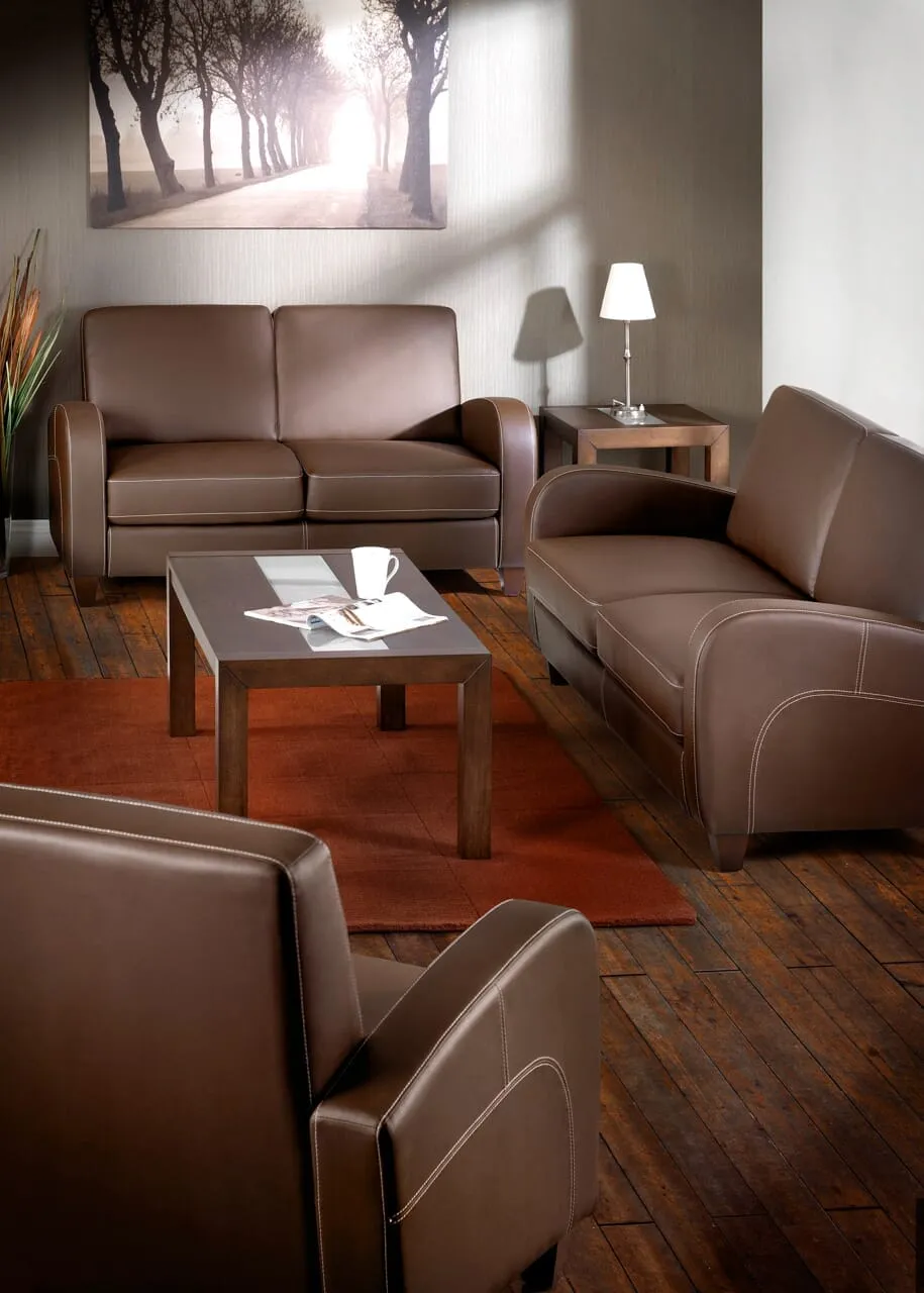 Vivo 3 Seater Sofa In Chestnut Faux Leather