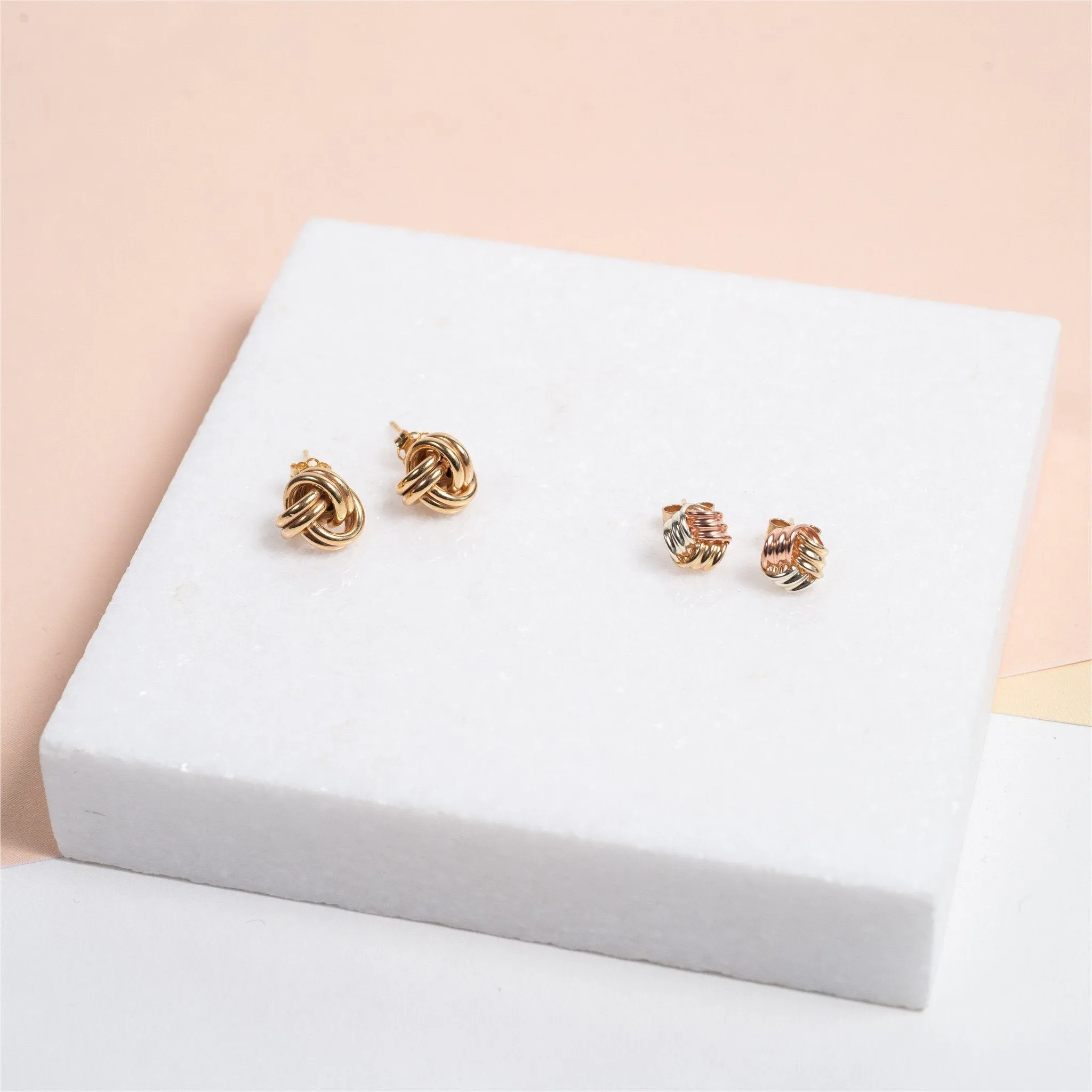 Walton 9ct Three Colour Gold Knot Earrings