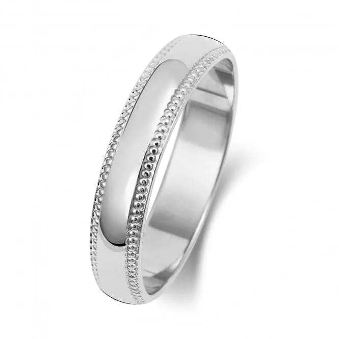 Wedding Band 18K D Shape Millgrain 4 mm-1.2 Wedding  Ring WQ184WL