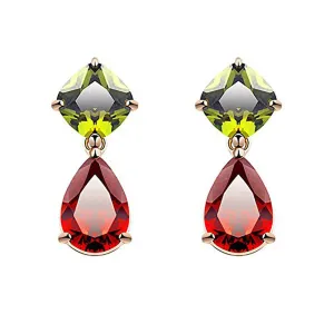 Yellow Chimes Drop Earrings for Women Multicolor Swiss Cubic Zirconia 18K Gold Plated Drop Earring for Women